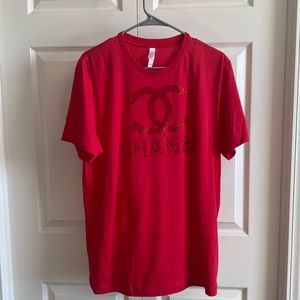 Monochrome Style
All Red Rhinestones on
Red Tee - hand wash only